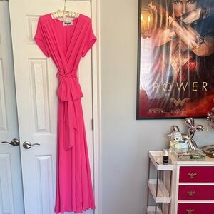 Meghan Elegant Bright Pink Wrap Dress tall New